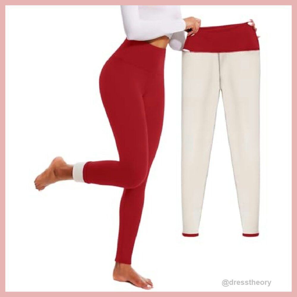 Thick Fleece Lined Thermal Leggings High Waisted Tummy Control Yoga Pants - Picture 2 of 7